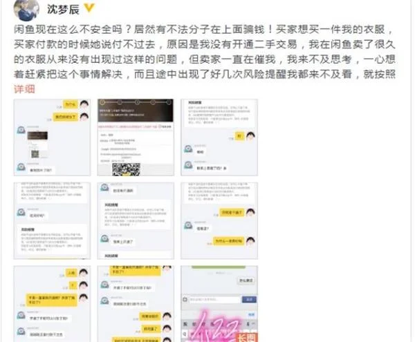 沈梦辰闲鱼卖衣服被骗3000元 原因是防骗意识不够